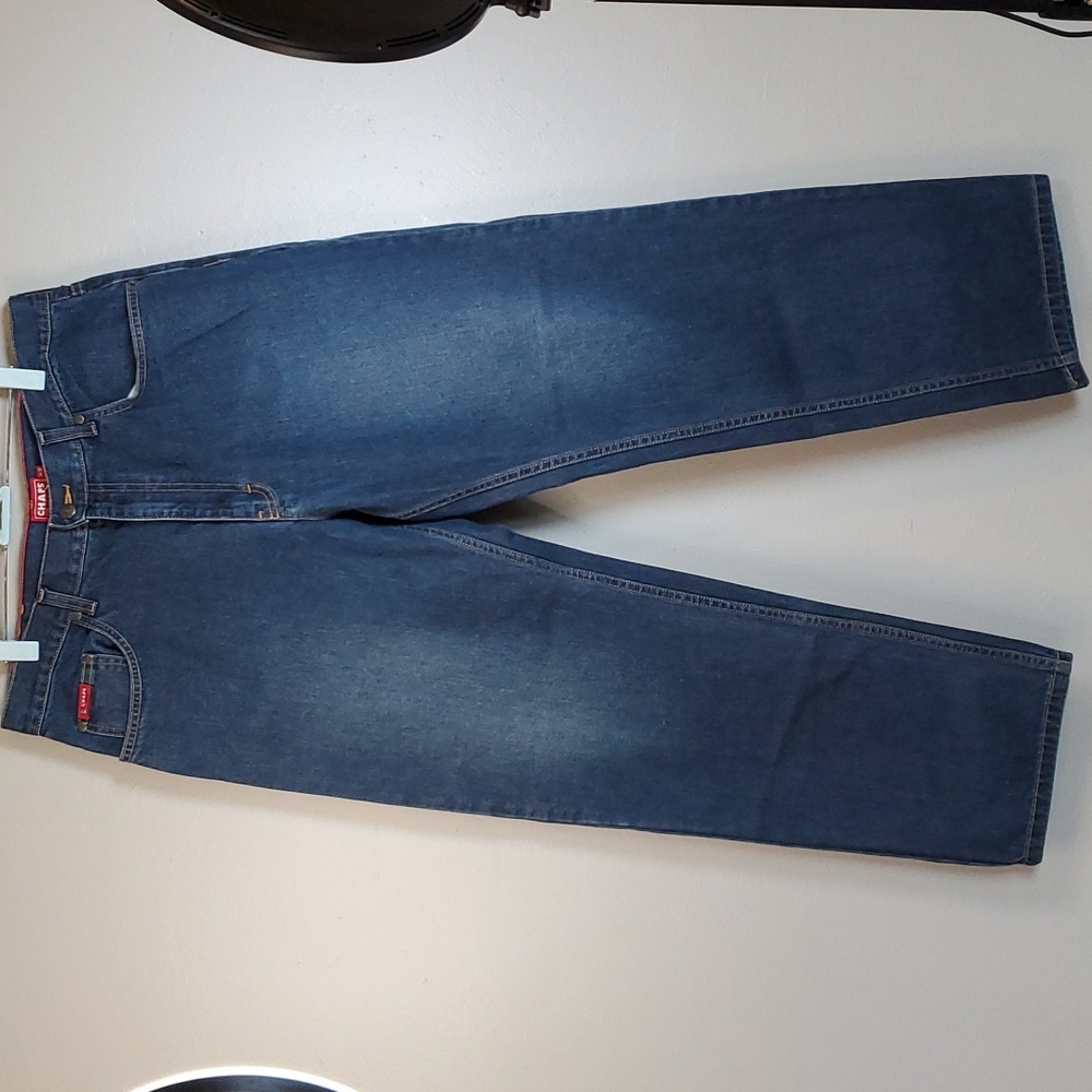Chaps men's med/dark blue denim jeans. Size 36x30. Great condition!